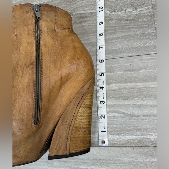 Vic Matie Platform Wood Wedge Side Zip Leather Boots Size 37 US 6.5 - Picture 9 of 14